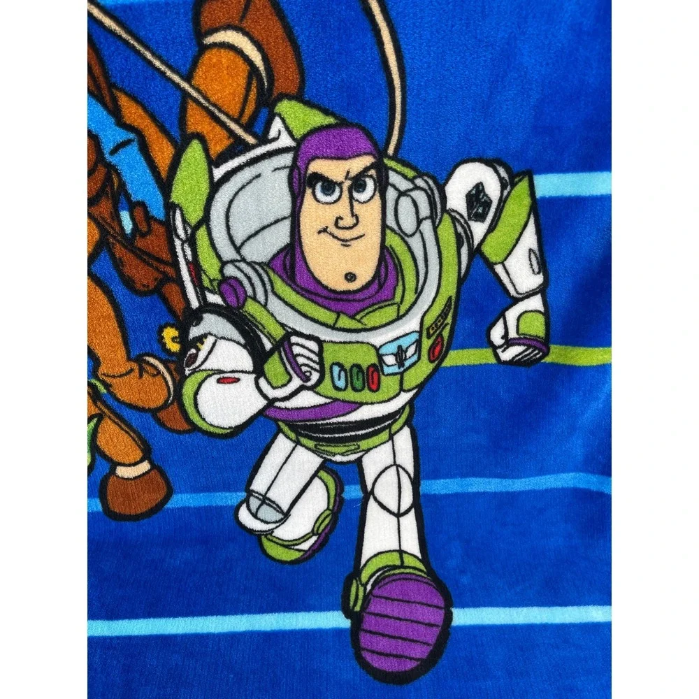 Disney Toy Story Blanket Kids OS Blue Excellent Takin Action Woody Buzz Rex
